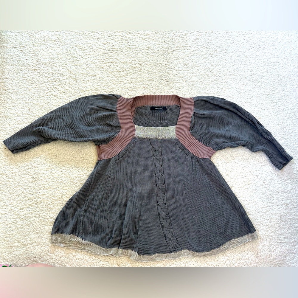Gray and Brown Off-the-Shoulder Sweater with Elegant Design